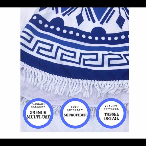 Round Beach Towel with fringe multi-purpose 60 in - Picture 4 of 11
